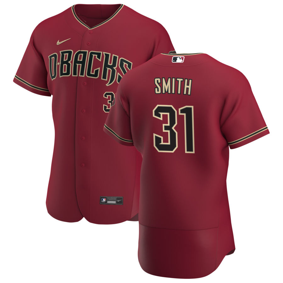 Arizona Diamondbacks #31 Caleb Smith Men Nike Crimson Authentic Alternate Team MLB Jersey